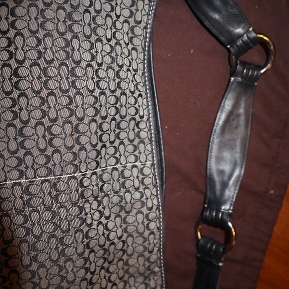 Coach shoulder/hobo bag - black with leather trim - Picture 6 of 6